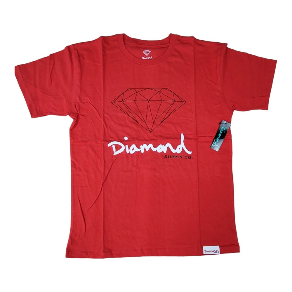 Diamond Supply T-shirt  red color / short sleeve / New Diamond graphic tee